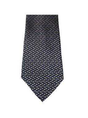 Geoffrey Beene Mens Silk Tie Black & Gold Pattern Made In Italy